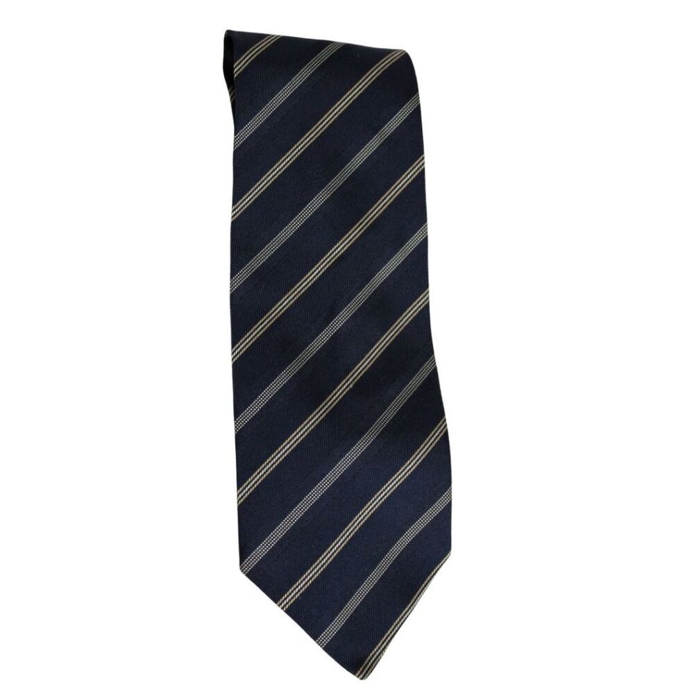 ⚡BUY 3 for $55⚡️ Hathaway Men's Repp Tie 100% Silk, Navy, Yellow & White Stripes